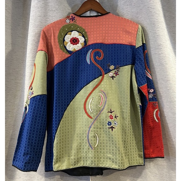 Alex Kim Jacket‎ Womens Small Patchwork Art To Wear Embroidered Boho Retro - Picture 4 of 5